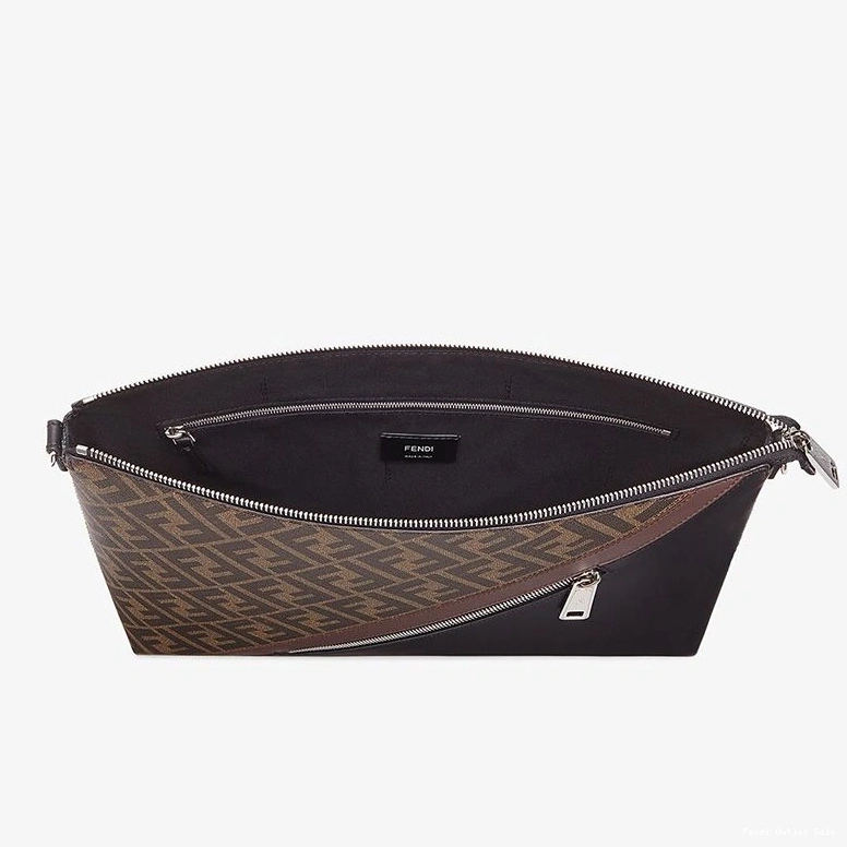 Affordable Brown In Slim Bag FF Motif Messenger Fendi Fabric 0708